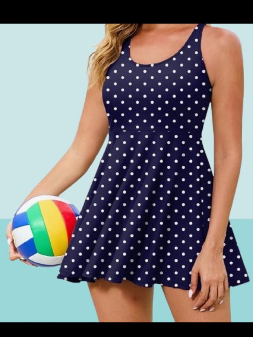 Plus Size Navy Polka Dot Swim Dress NWT